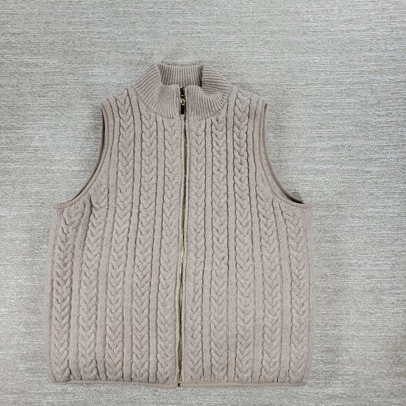 Joie Reversible Cable Knit Puffer Vest Women’s M Beige Oatmeal Zip Mock Neck - Picture 1 of 16